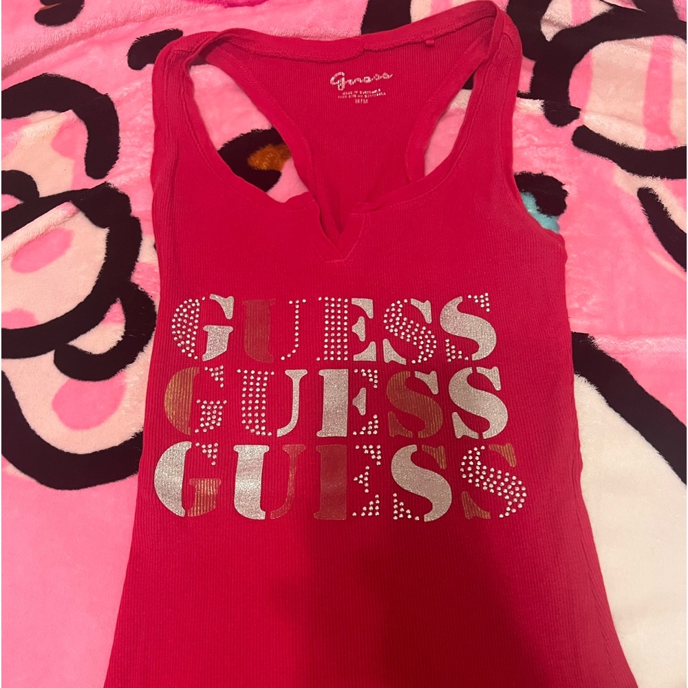 guess rhinestone tank
